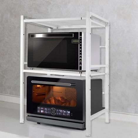 1 Étagère extensible, Support micro-ondes, Acier carbone, Réglable hauteur longueur, Charge 25kg, Cuisine bureau