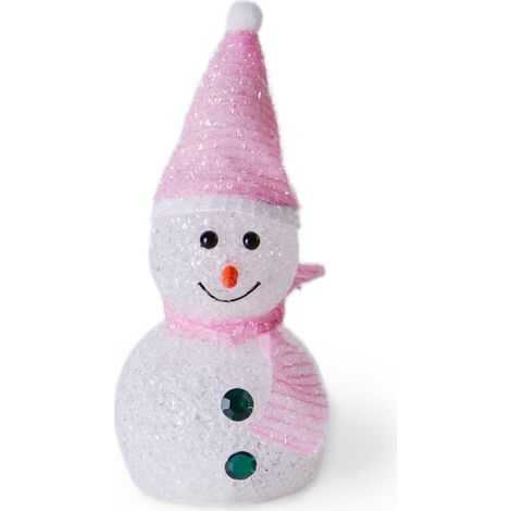 Figurine De Bonhomme De Neige - Lumineuse À LED - Décoration De Bureau Et De Fête De Noël - 14,8 X 6,3 X 6,3 Cm - 1 Pièce
