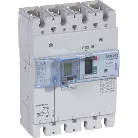 Disjoncteur magnétothermique différentiel DPX³250 pouvoir de coupure 50kA 400V 4 Pôles 200A LEGRAND 420288