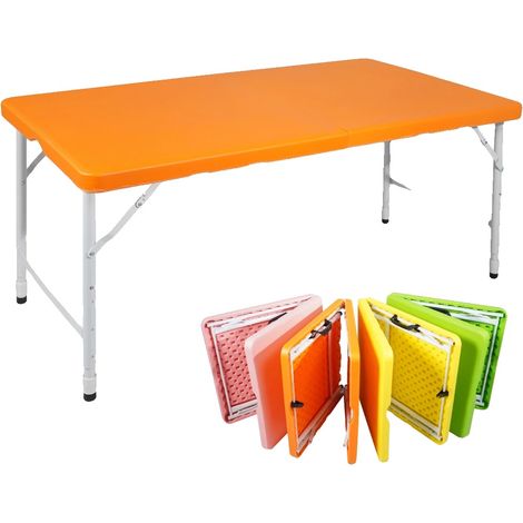 Table pliante, hauteur réglable, design robuste, Orange (1/2)