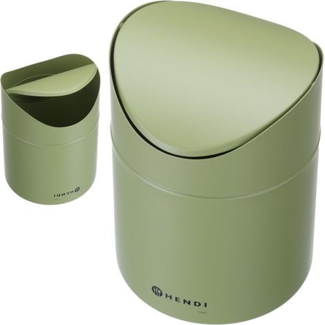 Cestino per rifiuti, cesto da tavolo con coperchio incernierato, 1,2 l - verde (1/5)
