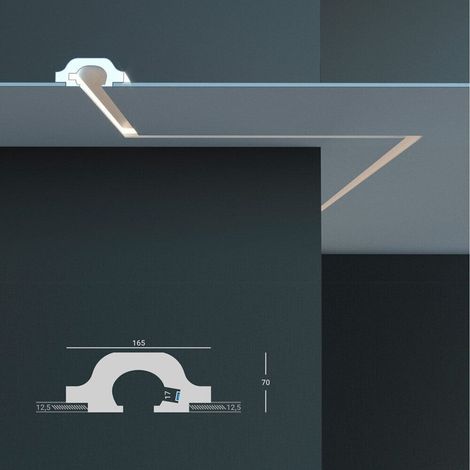 €9,99 a barra  STOCK  Pacco da 6 barre di cornice XPS a soffitto Con alloggio LED 165X70x1150 KD120