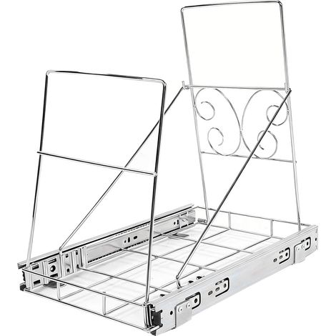 Support de poubelle coulissant sous meuble, organisateur de poubelle coulissant en acier inoxydable extensible pour poubelles de 30 à 40 pintes (1/5)
