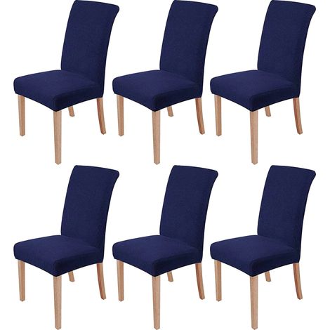 MINKUROW - Juego De 8 Fundas Elásticas Para Sillas De Comedor, Extraíbles Y Lavables, Fundas Para Sillas De Comedor Modernas Y Elásticas, Decoración Para Oficina, Banquete, Boda, Fiesta (Azul Marino) (1/5)