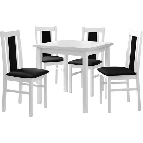 Conjunto de mesas y sillas para comedor Victorville 279, Blanco, 78x80x80cm, Diámetro: 0, Número de asientos: 4, Estilo: Contemporary