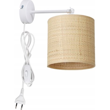 Wandleuchte, Nachttischlampe, Rohr, Rattan, mit Kabel (1/2)