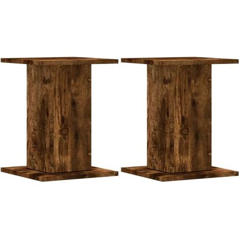 Supports pour plantes, 2 unités, couleur chêne fumé, bois d'ingénierie. (1/5)