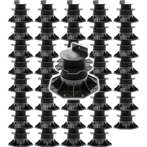 XPOtool Lot de 40x Plots de terrasse – Charge 2700 kg – Hauteur réglable 60-128 mm – en PP – Pieds de support pour Lames Dalles Lambourdes