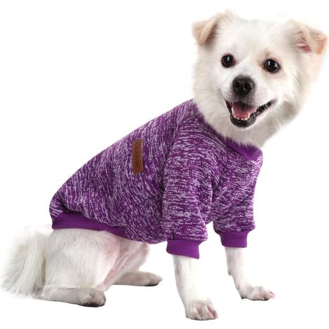 Pull en tricot chiné pour chiens et chats, vêtement d'hiver chaud et confortable pour animaux de compagnie style classique décontracté (1/5)