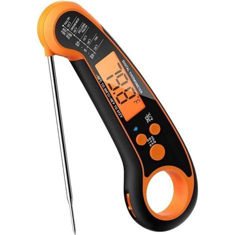 Thermomètre alimentaire Thermomètre de cuisine Thermomètre numérique Thermomètre à viande Thermomètre BBQ Etanche Cuisine Outils de cuisson (couleur orange) (1/5)
