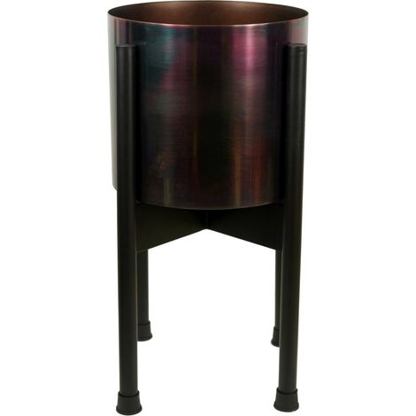 Medium Black Stand with Iridescent Rainbow Metal Planter 38.5cm x 18cm