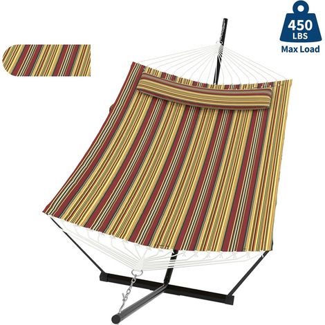 LEDANDER Hamac bohème en macramé avec pompons, 200x150cm, lit suspendu pour jardin, terrasse, usage intérieur/extérieur, capacité maximale 200 kg, blanc (1/5)
