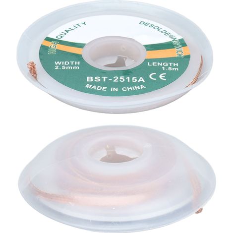 Désolidage Fil Alliage Cuivre Mèche à Dessouder Retireur Sans Nettoyage Outil Pompe à Souder 1,5 Mètre 2,5 mm (2515A) (1/5)