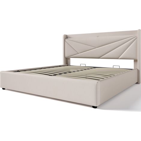 Letto matrimoniale imbottito 160x200 cm con contenitore e porta USB-C HOMVRA (1/5)