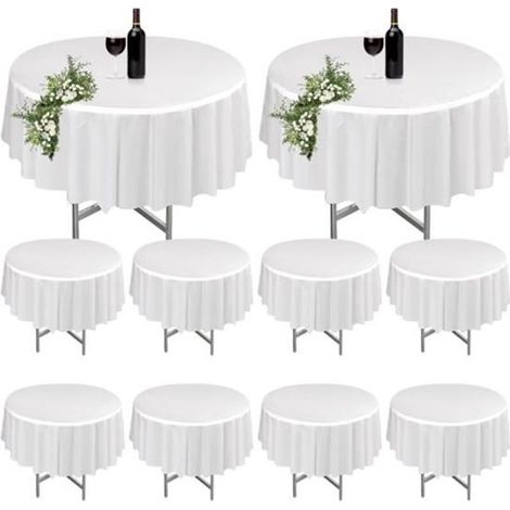 Tischdecken-Set – Rund – 213 cm – Weiß (1/4)