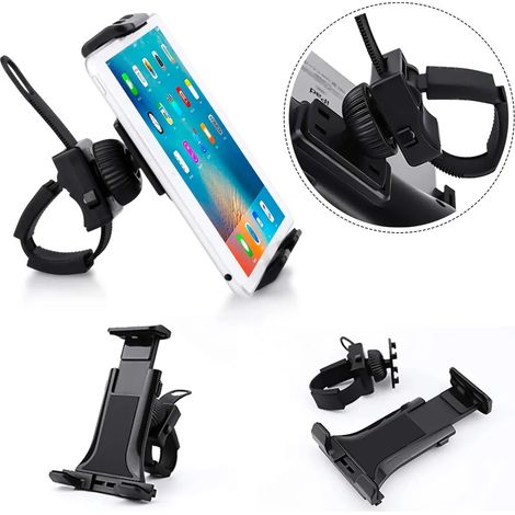 Soporte para teléfono, soporte de teléfono giratorio de 360° para tableta de teléfono de 4-11", soporte ajustable para bicicleta cinta de correr gimnasio compatible con iPhone 11 Pro Max, iPad 10,2" 2 (1/4)