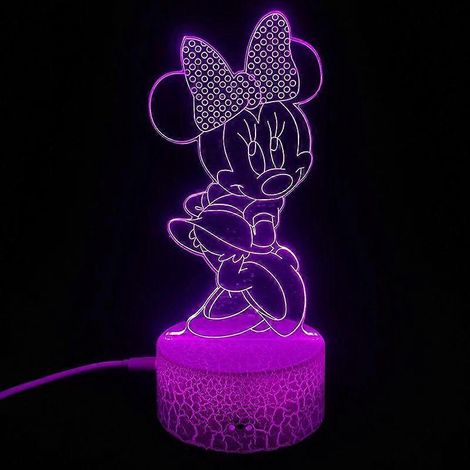 Veilleuse LED PBD Mickey et Minnie, lampe de nuit 3D avec télécommande USB pour chambre à coucher (1/3)