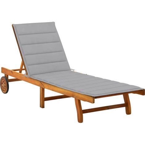 Chaise longue de jardin avec coussin Bois d'acacia solide