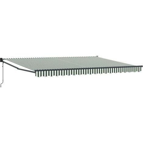 Auvent vert et blanc, mesurant 450 x 300 x 165 cm, en polyester et métal. (1/5)