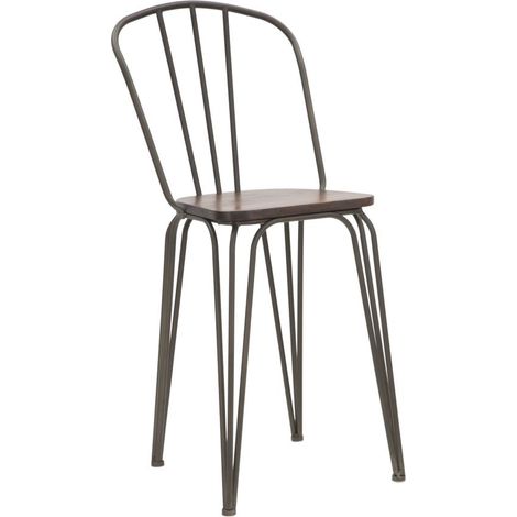Set 2 Sedie 54x45x102 cm Bar Harlem in Ferro e Legno Grigio (1/5)