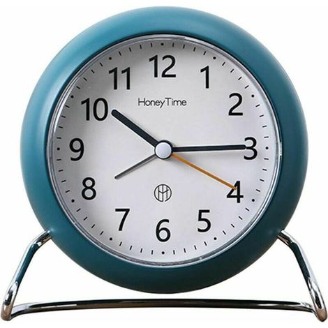 Bleu moderne minimaliste nordique silencieux rond réveil personnalité décoration de la maison horloge de chevet (1/5)