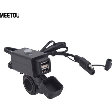 Waterproof Motorcycle USB Charger with Switch 5V Dual Ports