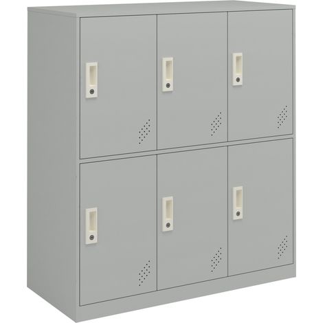 Taquilla metálica con 6 puertas de acero lacado 100 x 90 x 40 cm gris claro 030009183 (1/5)