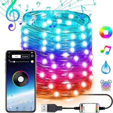Guirlande lumineuse de Noël - - 10M 100LED - Télécommande - Clignotant - Multicolore (1/4)