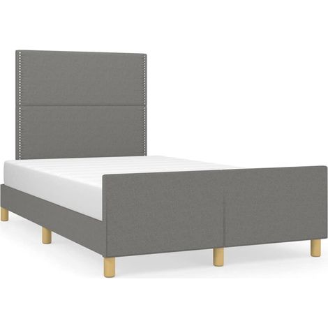 Lit adulte pour 2 personnes avec tête de lit, Structure de lit, Assemblage Facile, Gris foncé 120x200 cm Tissu OIB2642E (1/5)