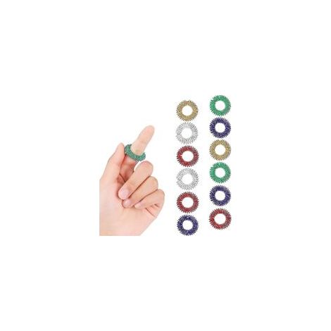 12 Anillos de acupresión con púas, anillos sensoriales para dedos, anillos de masaje Se-Crezuo (1/5)