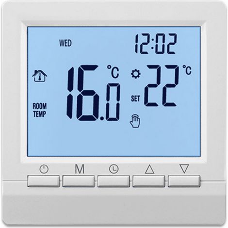 Thermostat mural filaire pour chaudière murale, régulateur de température programmable, écran LCD, compatible chauffage gaz, 1 pièce, contrôle précis, installation facile. (1/4)