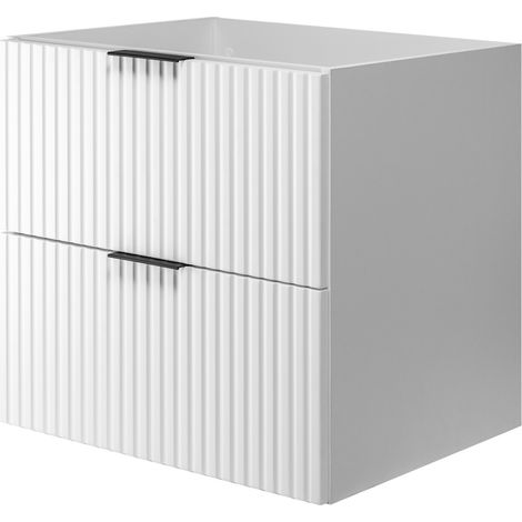 Meuble vasque, Chêne Craft, 60 × 77 × 46 cm, poignée argentée, pieds noirs, sans plan de travail (1/5)