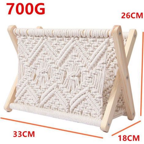 Rideau de portePorte-revues en corde de coton tissé, support de rangement en bois, porte-revues créatif, livre de bureau Femeo (1/5)