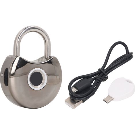Cadenas intelligent à empreinte digitale noir, étanche et anti-poussière, avec clé USB, serrure biométrique pour usage extérieur (1/5)