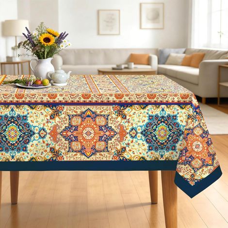 Boho Tischdecke 140x180 cm Orange Rechteckig Polyester mit Muster