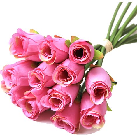 Bouquet De Roses En Soie Artificielles - Décoration Réaliste Pour Mariage Et Maison - Style Européen Rouge - Lot De 1 (1/3)
