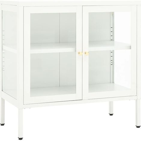 Aparador de acero y vidrio blanco 70x35x70 cm vidaXL