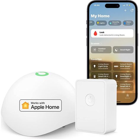 DÉTECTEUR DE FUITE D'EAU INTELLIGENT (AVEC HUB), DÉTECTEUR D'INDONDATION COMPATIBLE AVEC APPLE HOMEKIT ET SMARTTHINGS, CAPTEUR D (1/4)