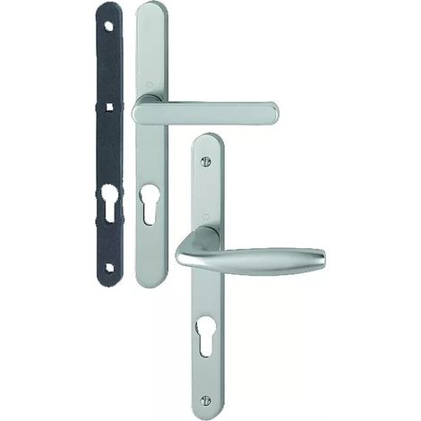 Ensemble de béquille plaque étroite New York - HOPPE AG - Aspect inox - Pour épaisseur de porte de 68 à 77 mmCarré de 8 mm - EA 92 mm