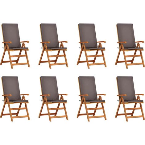 Maison Exclusive - Sedia da Giardino 8 pcs Marrone e Grigio 57 x 71.5 x 104 cm