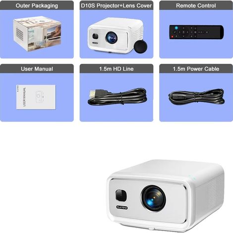 Proyector, 4000 lúmenes ANSI, compatible con 4K HDR, Flixtone D10S, enchufe europeo. (1/2)
