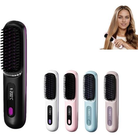 Brosse soufflante rechargeable pour cheveux courts – 3 niveaux de température – Soin aux ions négatifs – Chauffage uniforme et anti-brûlure (1/5)