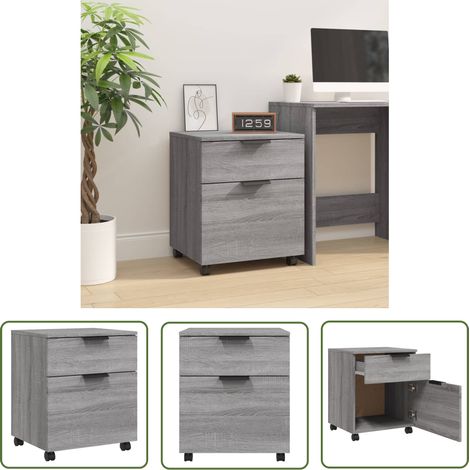 The Living Store Classeur mobile avec roues Sonoma gris 45x38x54 cm Bois - Meuble De Bureau - Classeur Mobile - Armoire À Dossiers - Rangement Bureau - Bureau Design (1/5)