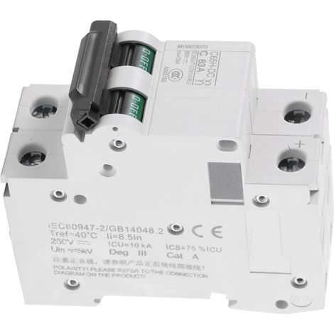 Disjoncteur miniature à air basse tension 250 V CC 2P pour interrupteur d'énergie solaire (63 A) (1/5)