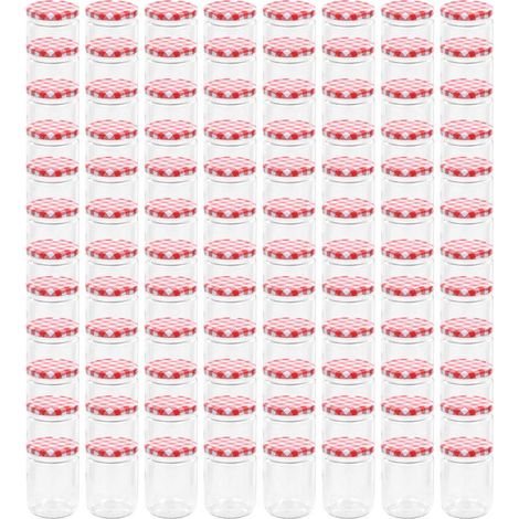 Pots à confiture Couvercle blanc et rouge 96 pcs Verre 230 ml CFW406563 (1/5)
