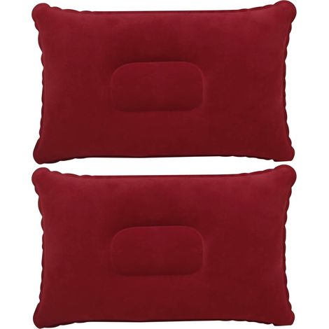 Lot de 2 oreillers gonflables – Idéal pour les voyages, le camping, les activités de plein air et la pêche – Oreillers gonflables – Lot de deux – Oreillers ultralégers et imperméables bordeaux