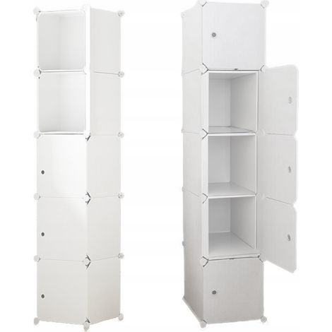 Modularer Schrank mit 5 Regalböden, Regal, Schrank, Garderobe, weiß (1/5)