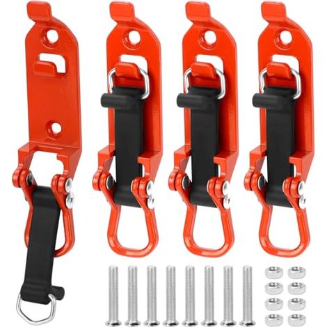 4 Stück Schaufelhalter, Schaufelhalter für Dachgepäckträger, orange, mit Schrauben und Muttern (1/5)
