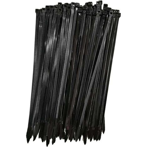 Collier de Serrage Réutilisable Plastique, 250 mm x 7,6 mm, Attache Câble Réutilisables, Serre Câbles Rilsan Nylon, Colliers Serre-Cable 250mm, Noir, Lot de 100 Pièces
