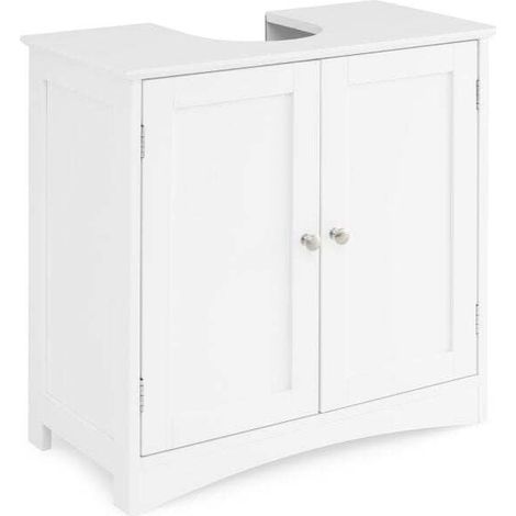 Washbasin Cabinet Bathroom Cabinet with 2 Doors U-shaped Legs White 60 x 30 x 60 cm (1/5)